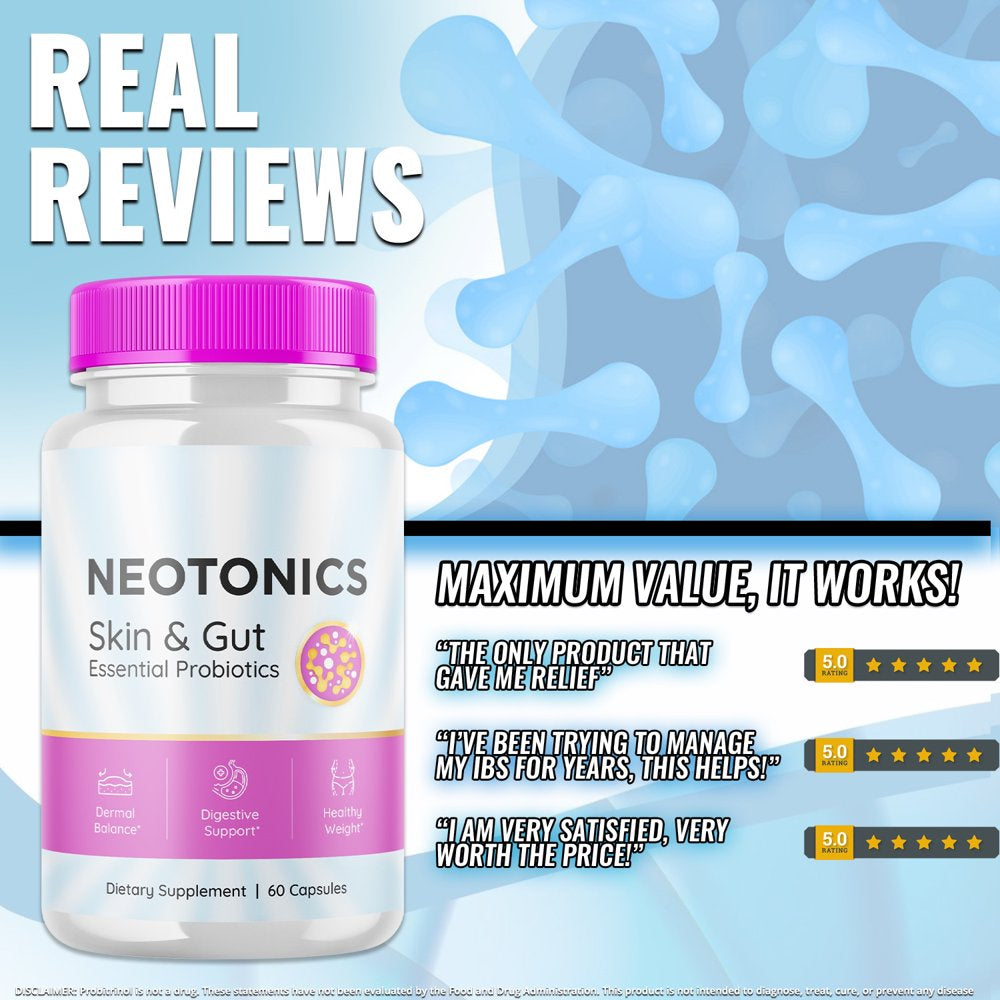 (1 Pack) Neotonics - Dietary Supplement for Digestion and Healthy Gut - Pills for Immune System, Digestive Function, Healthy Stomach, Reduces Bloat - 60 Capsules - Nutricity.com.au