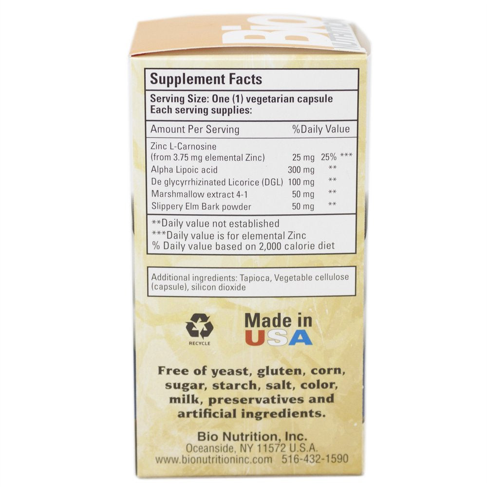 Bio Nutrition - Stomach Wellness 525 Mg. - 60 Vegetarian Capsules