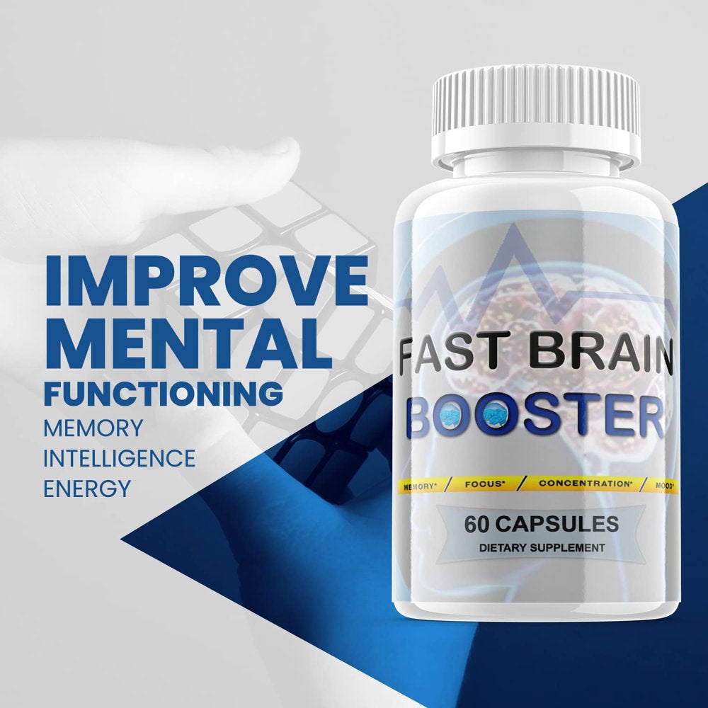(1 Pack) Fast Brain Booster - Dietary Supplement for Focus, Memory, Clarity, & Energy - Advanced Cognitive Support Formula for Maximum Strength - 60 Capsules - Nutricity.com.au