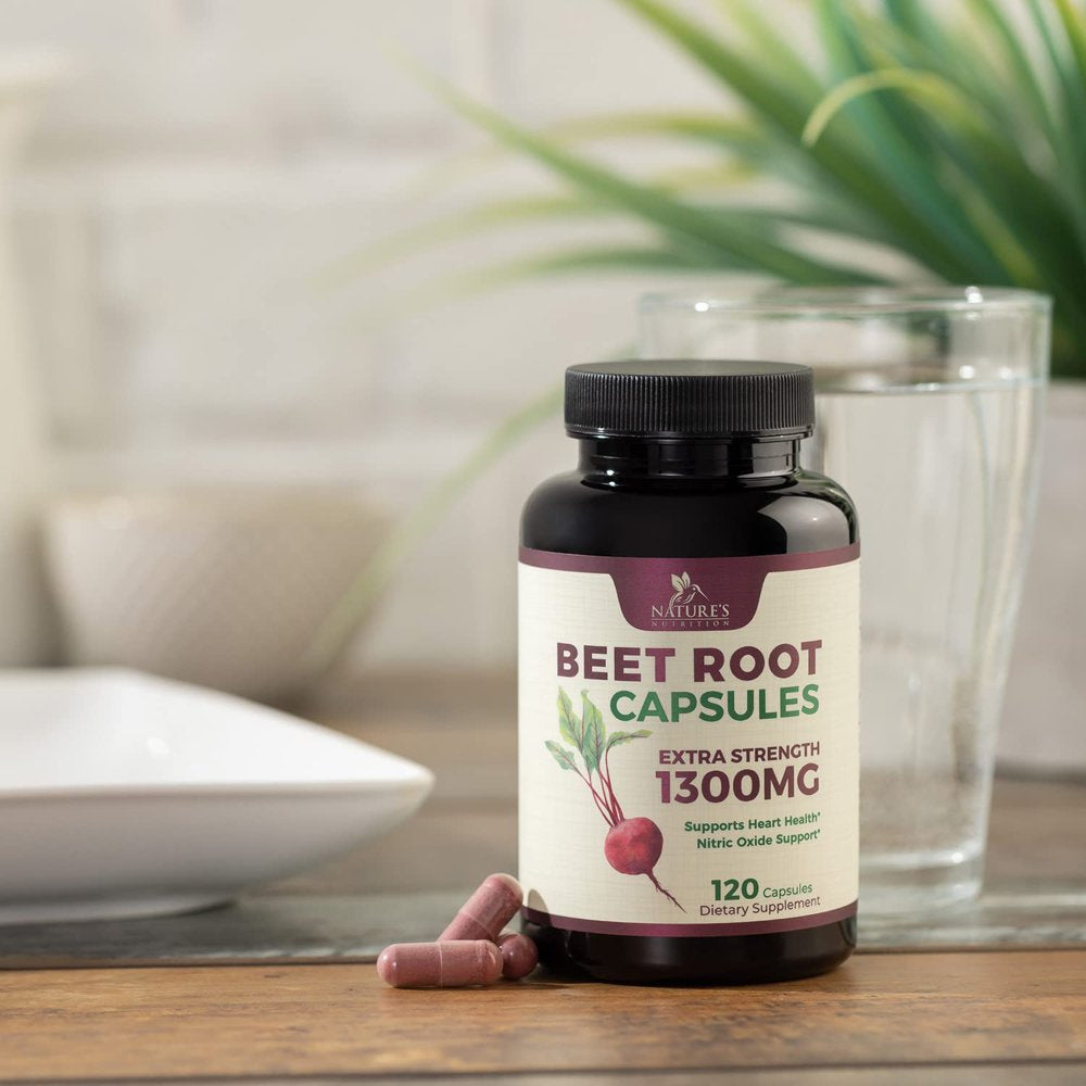 Beet Root Powder Capsules - Supports Athletic Performance, Digestive Health, Immune System - Nature'S Beet Root Extract Supplement 1300Mg per Serving - Vegan, Gluten Free, Non-Gmo - 120 Capsules