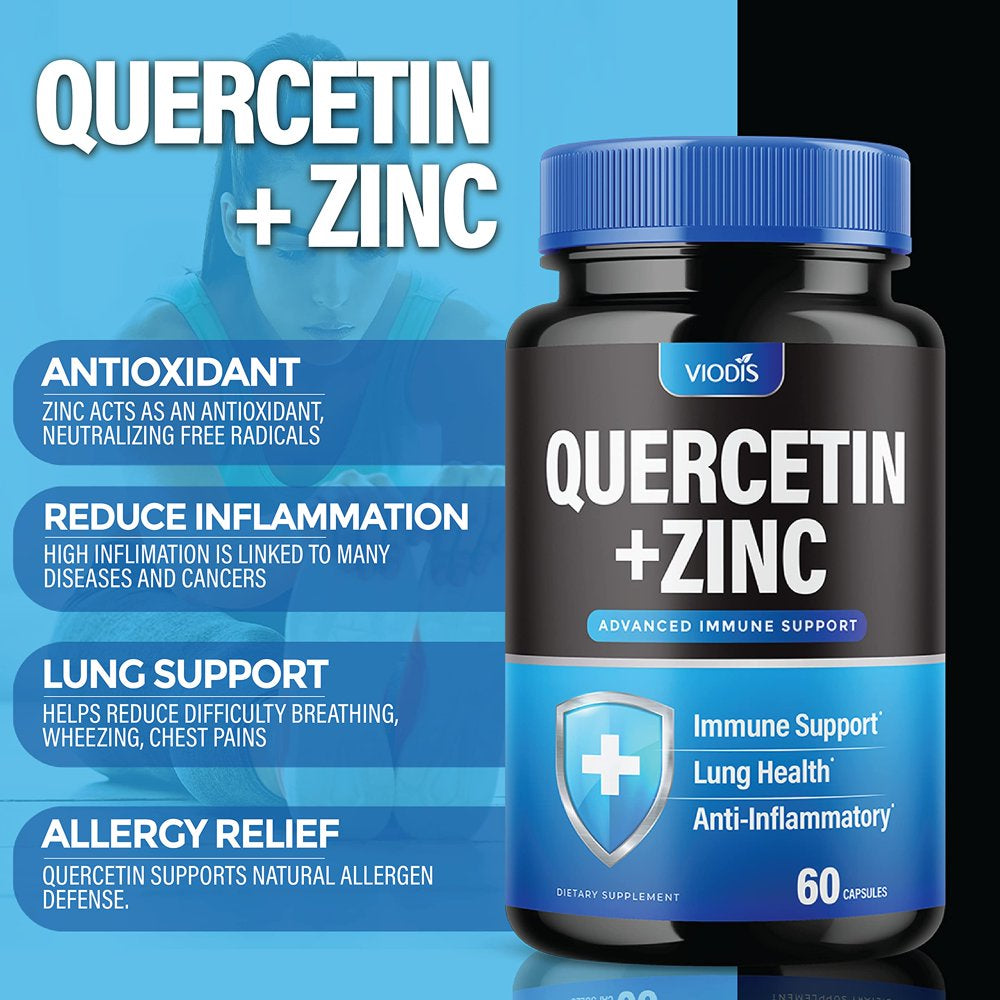 (2 Pack) Quercetin 500Mg with Zinc - Immune System Booster, Lung Support Supplement for Adults Kids - Immunity Defense (120 Capsules) - Nutricity.com.au