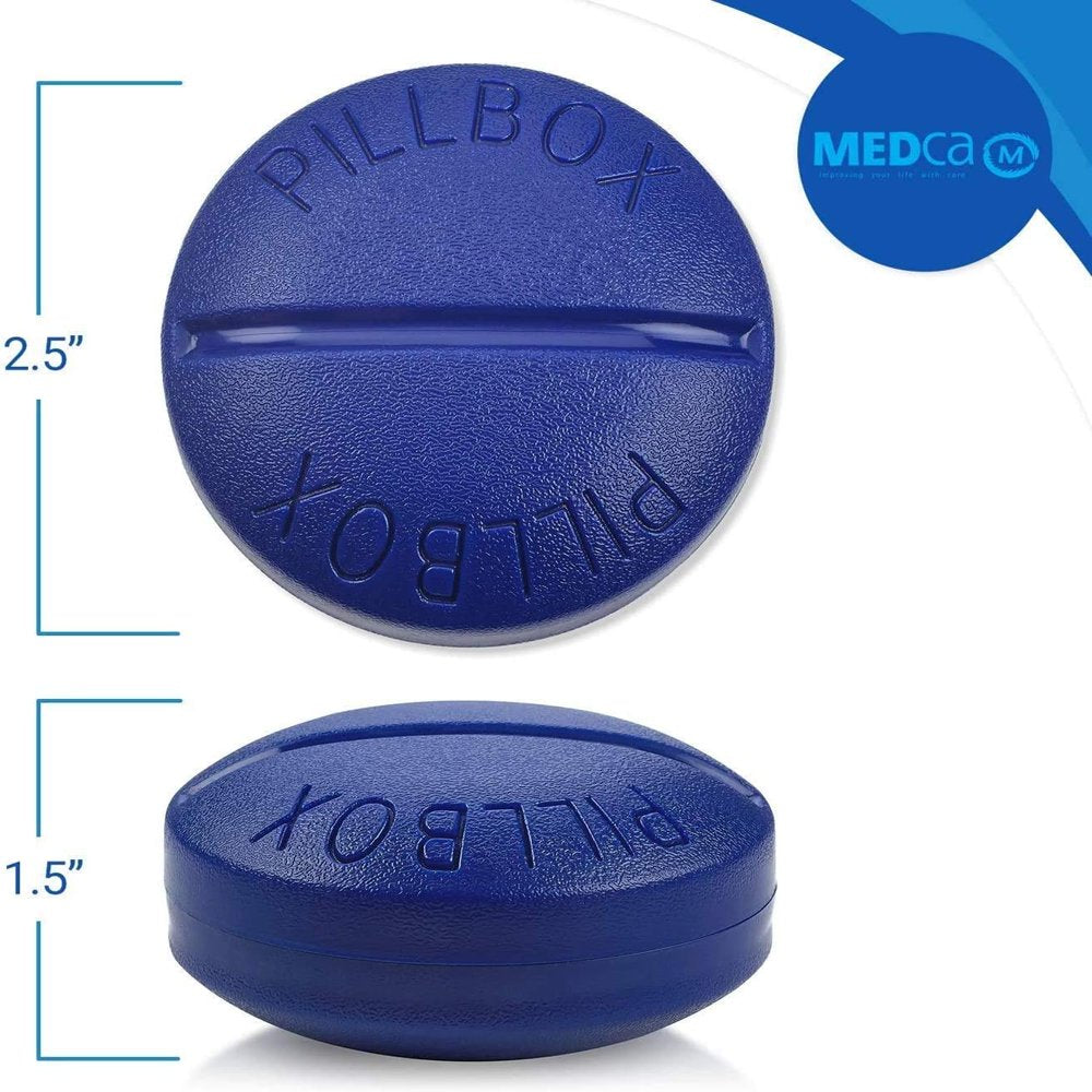 Medca Pill Box round Travel Mini Compact Portable 4 Compartment Pills Case - Plastic