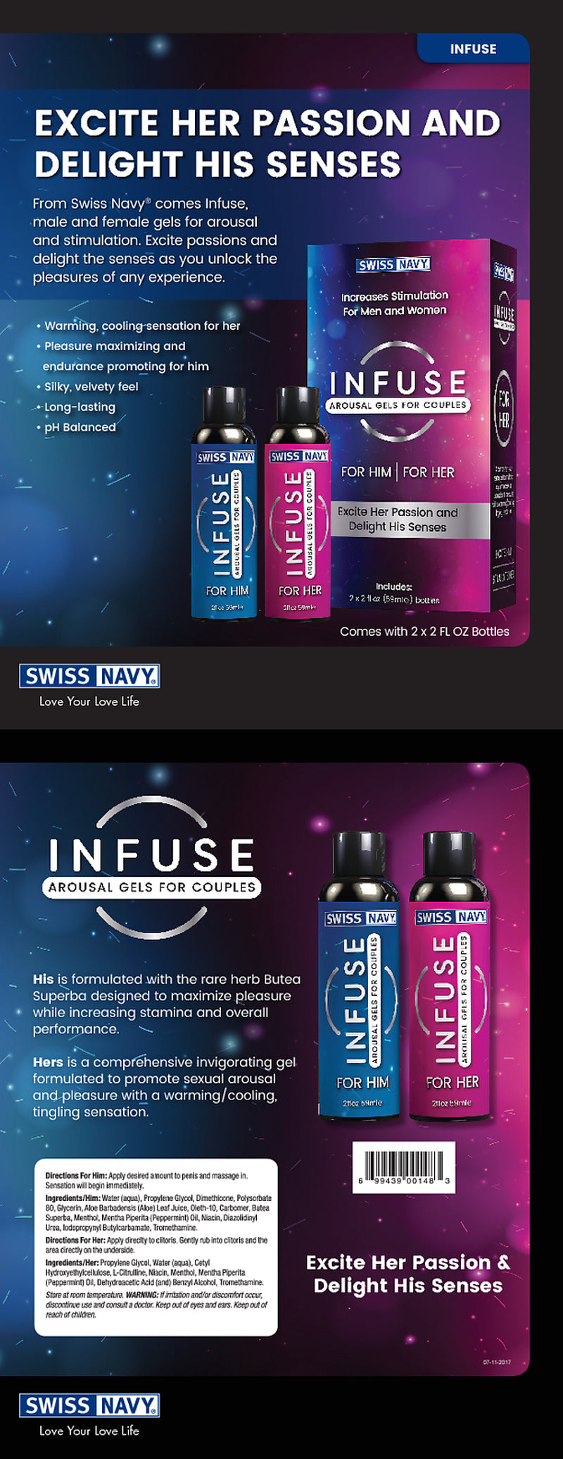 Swiss Navy Infuse 2-In-1 Arousal Gel for Him & Her