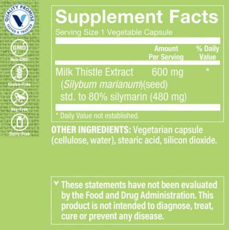Double Strength Milk Thistle Extract ? Liver Health ? 600 MG (Vegetable 100 Capsules)