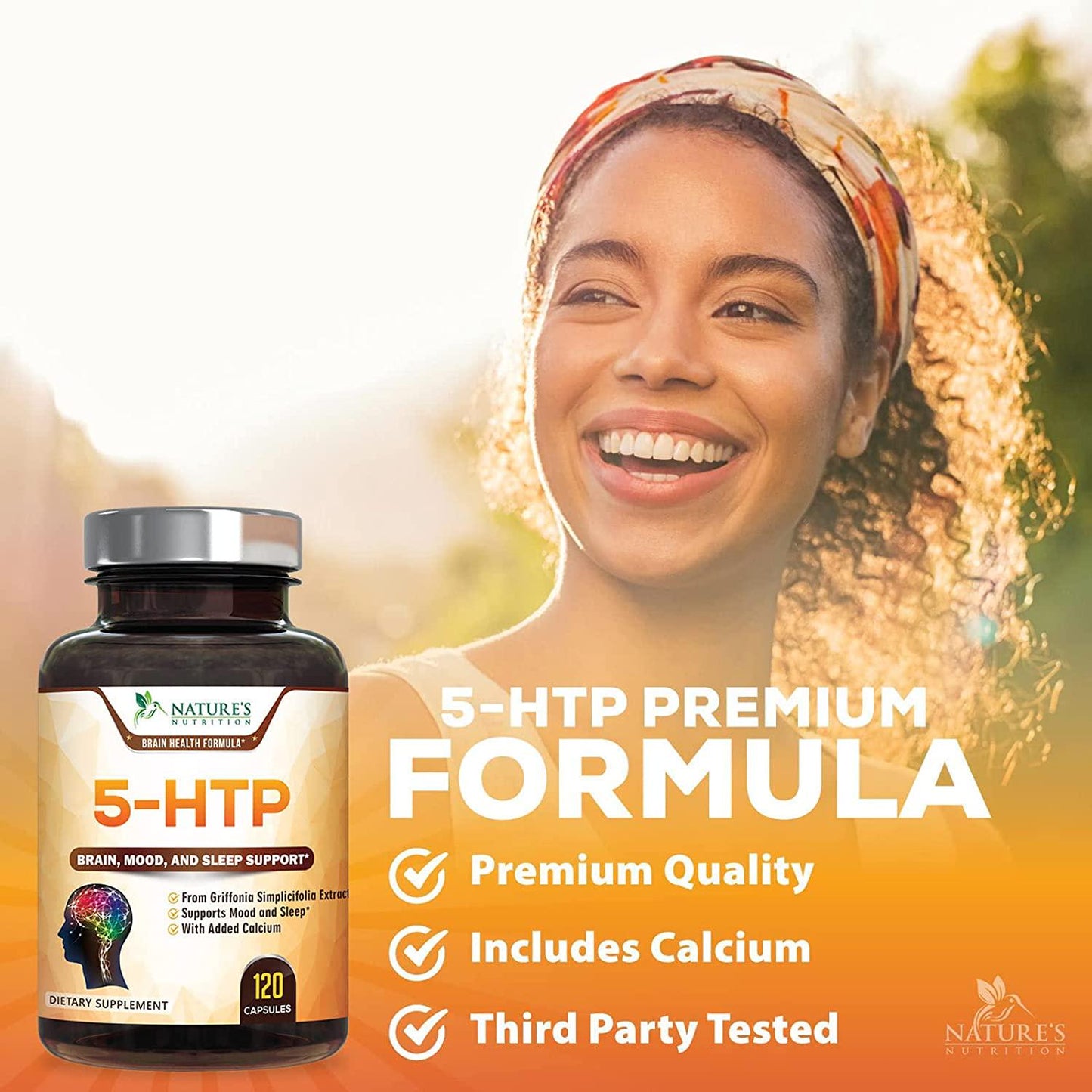 5-HTP 200mg Capsules - Extra Strength Support for Sleep and Stress, Bottled in USA, Best 5-Hydroxytryptophan Supplement for Men and Women, Supports Positive Mood - 120 Capsules