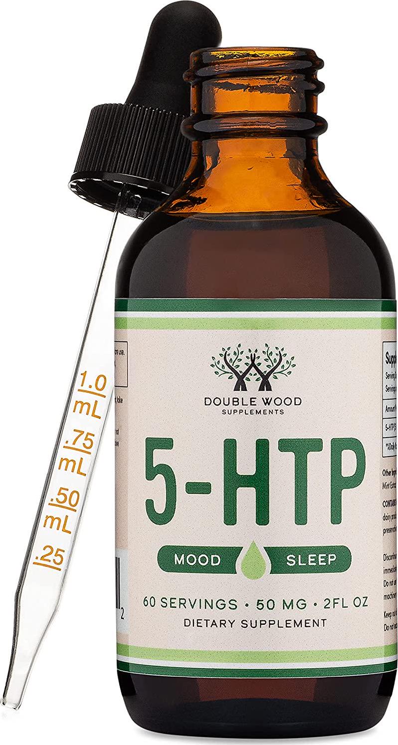 5 HTP Liquid Drops - More Absorbable and Effective Than 5HTP Capsules (60 Servings of 50mg 99%+ 5-HTP) Serotonin Supplement for Mood and Sleep by Double Wood Supplements