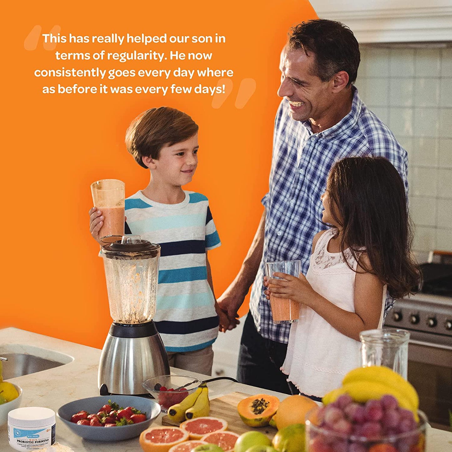 5-in-1 Bio-Heal Probiotic for Kids, Men and Women (Powder) - Best Supplement for Brain Function, Gut Health and Constipation - Shelf Stable and Fortified with Vitamins, Minerals and Prebiotics - All-Natural