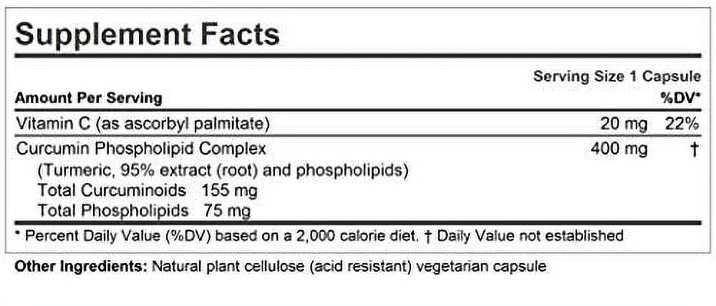 ANDREW LESSMAN Turmeric 400 - 30 Capsules €“ 95% Curcuminoids as Phospholipid Complex for Optimum Benefits and Greater Absorption, High Potency Standardized Extract, Small Easy to Swallow Capsul