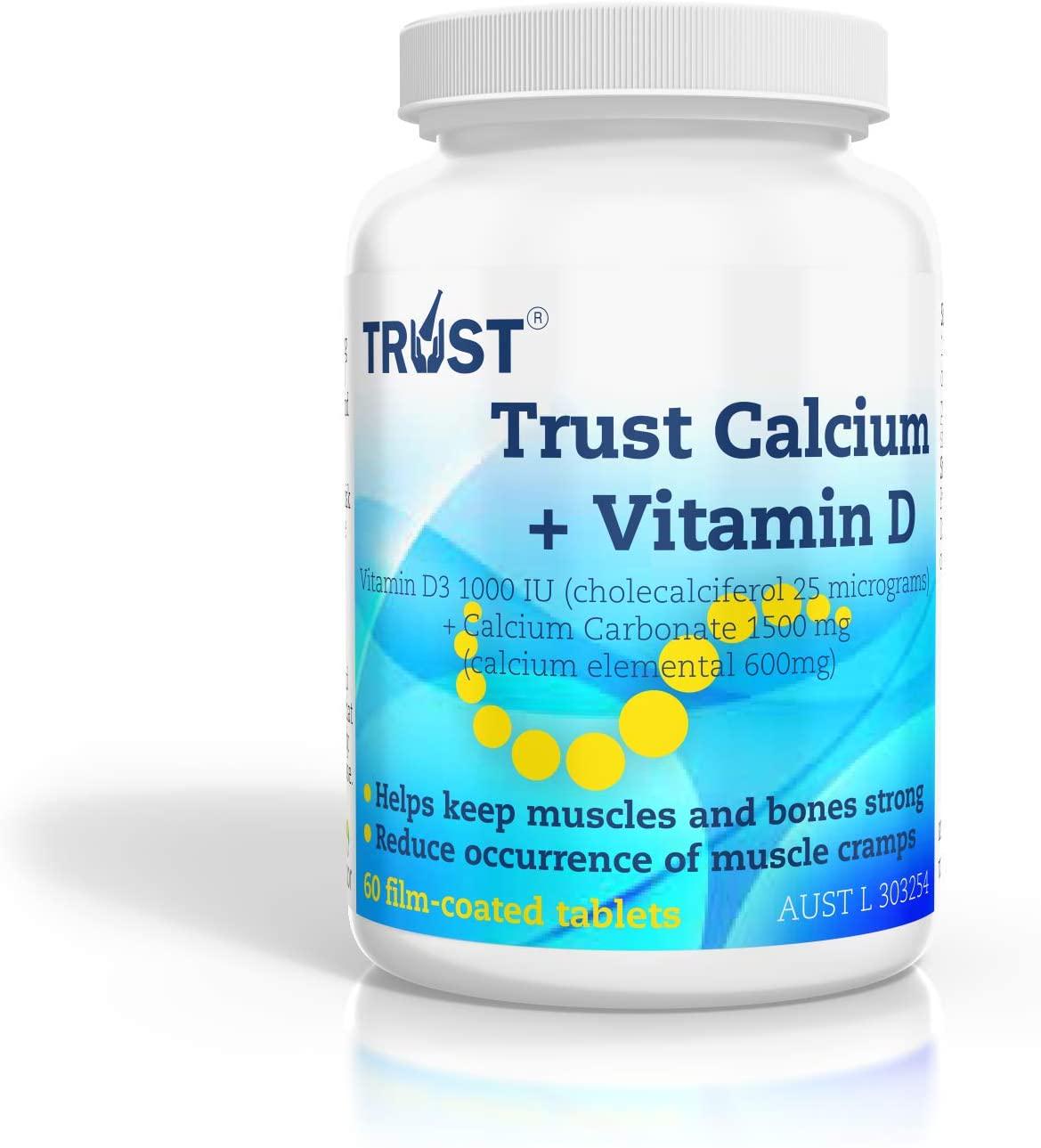 600mg + Vitamin D 1000IU Calcium Tablets, 60 count