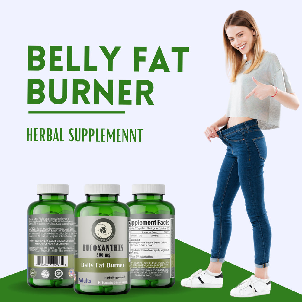 NATURGIN PRODUCTS USA Fucoxanthin 10% Veggie -Belly Fat Burner Booster, Non-Gmo, Gluten Free, 60 Capsules X 600Mg