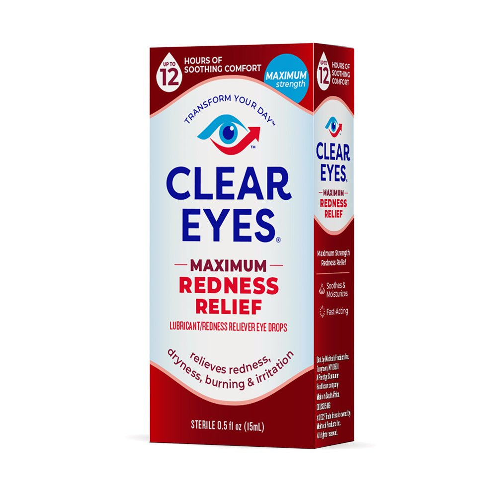 (2 Pack) Clear Eyes Maximum Redness Eye Relief Lubricant Eye Drops, 0.5 Fl Oz - Nutricity.com.au