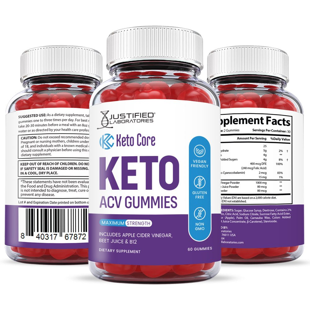 (2 Pack) Keto Core ACV Gummies 1000MG Dietary Supplement 120 Gummys - Nutricity.com.au