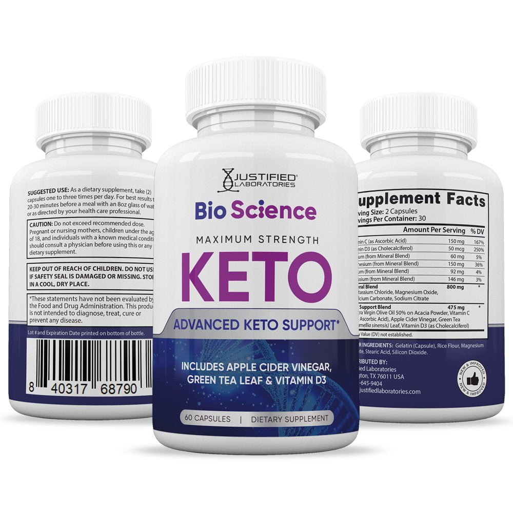 (2 Pack) Bio Science Keto ACV Pills 1275Mg Dietary Supplement 120 Capsules - Nutricity.com.au