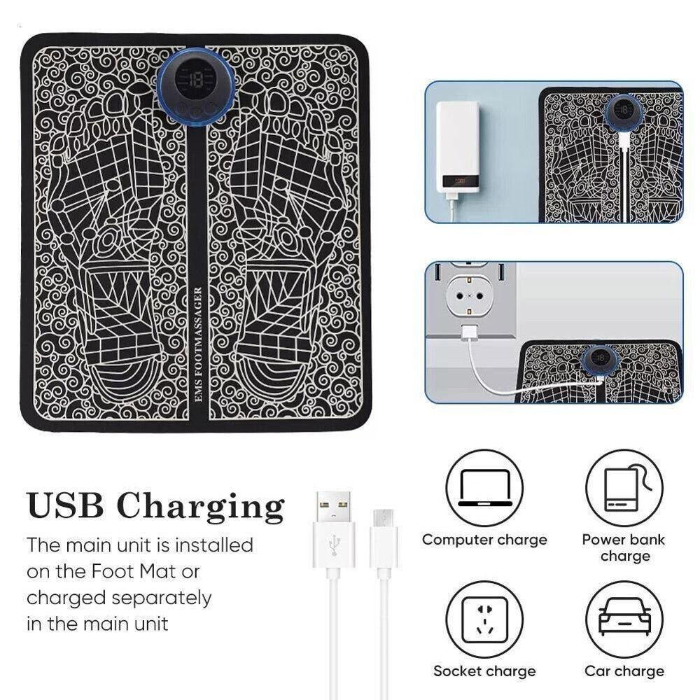 Foot Massager Electric Foot Stimulator Massager, 8 Modes 19 Intensity, Improves Circulation, Relax Stiffness Muscles Relieve Feet and Legs Pain, USB Rechargeabl