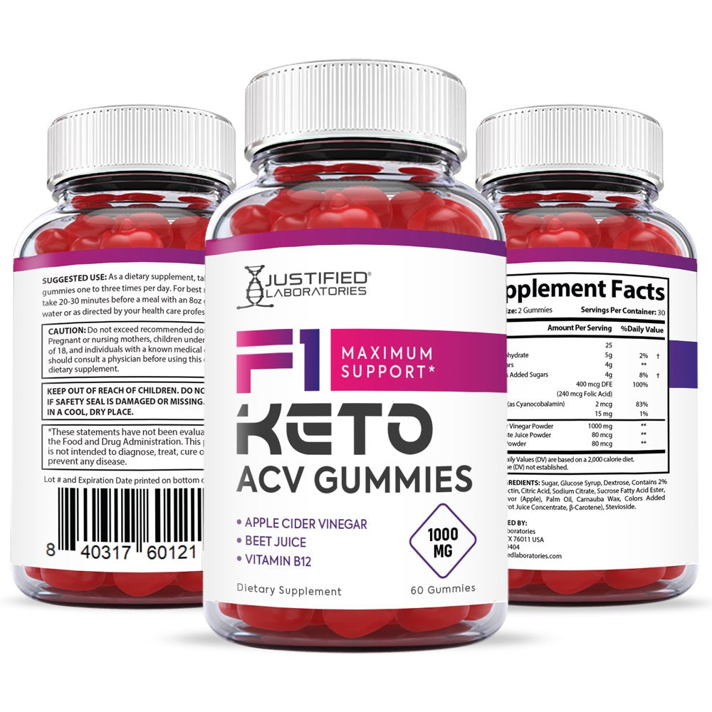 (2 Pack) F1 Keto ACV Gummies 1000MG Dietary Supplement 120 Gummys - Nutricity.com.au