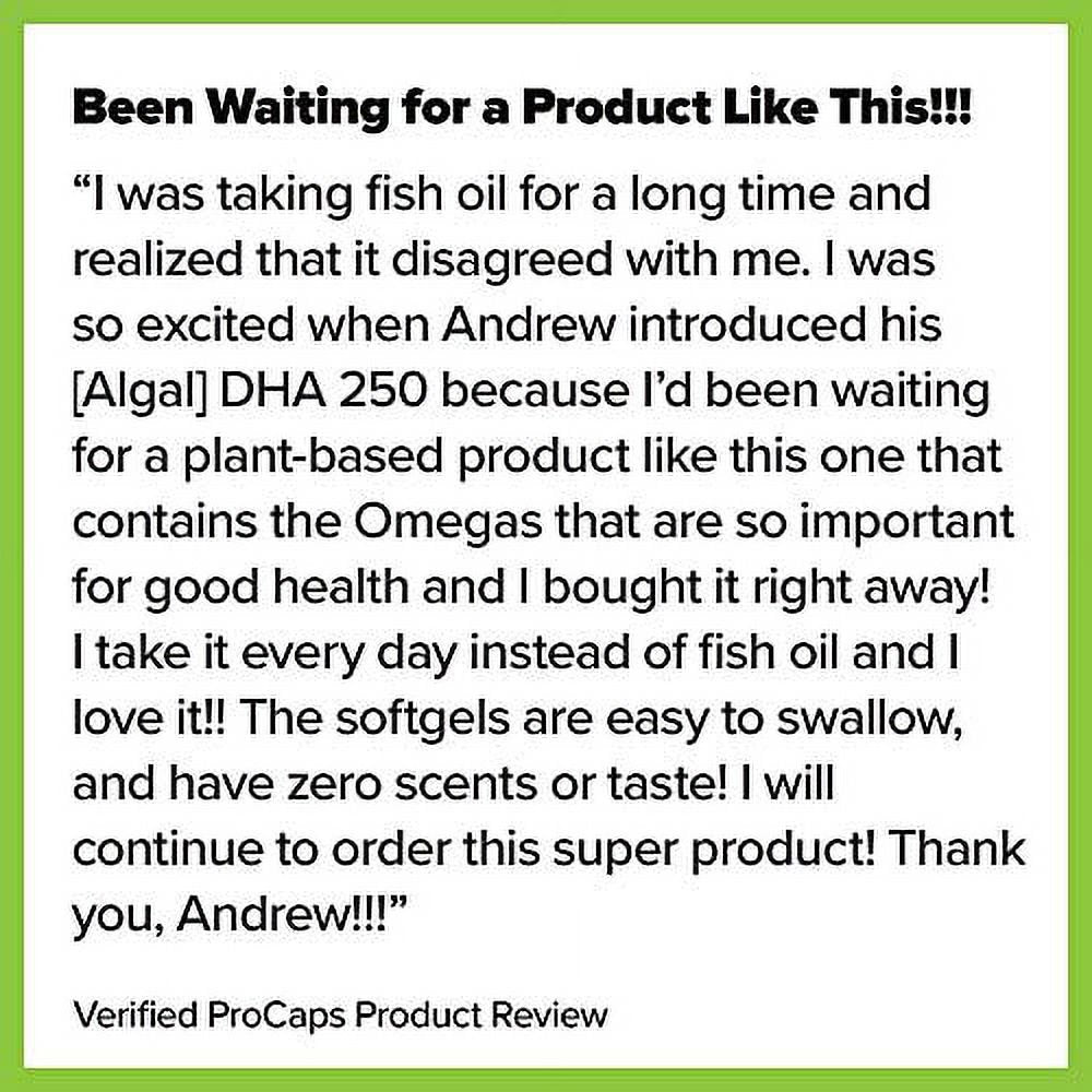 Andrew Lessman Algal DHA 250Mg 60 Softgels - Plant-Based Omega-3 Oils, Natural Marine Algae, High DHA, Non-Gmo, High Potency, No Stomach Upset, No Fishy Aftertaste. Small Easy to Swallow Softgels