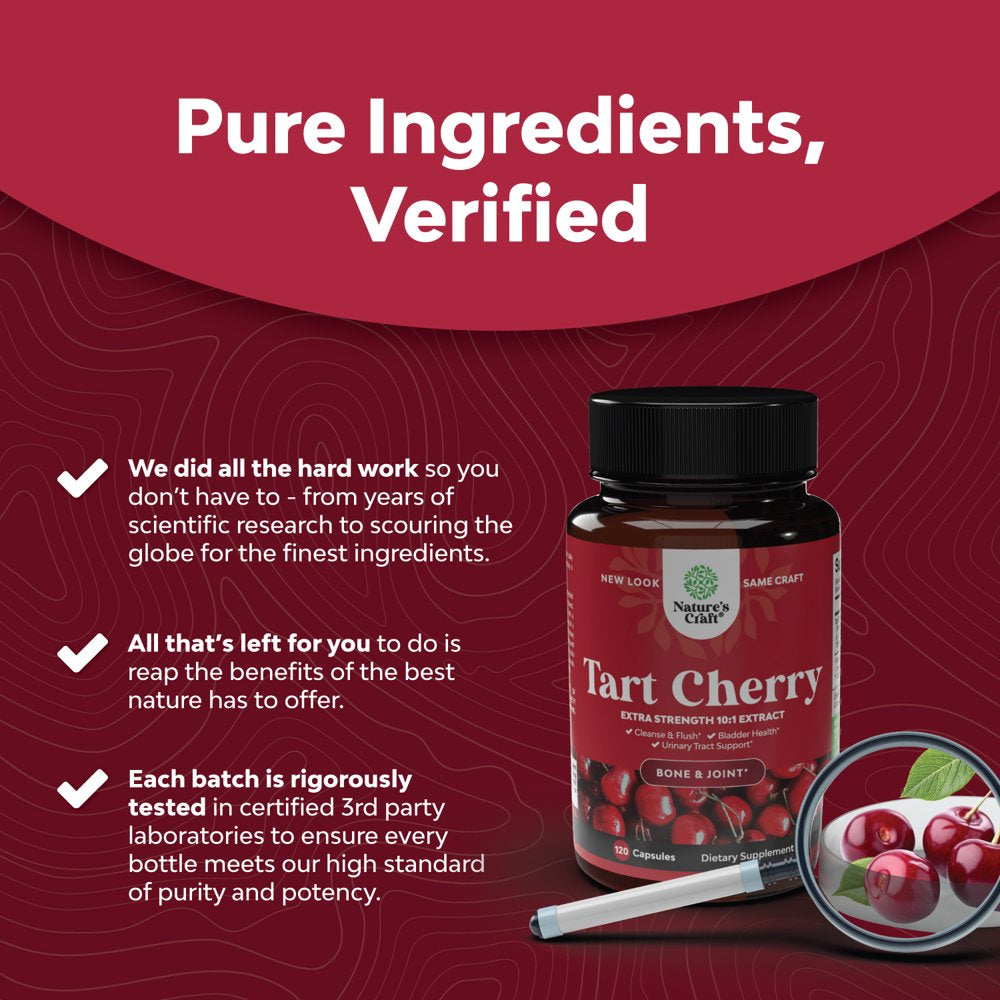 Advanced Tart Cherry Extract Capsules - Extra Strength 750Mg per Serving Equivalent Uric Acid Cleanse and Joint Support Supplement - Muscle Recovery Supplement for Uric Acid Support