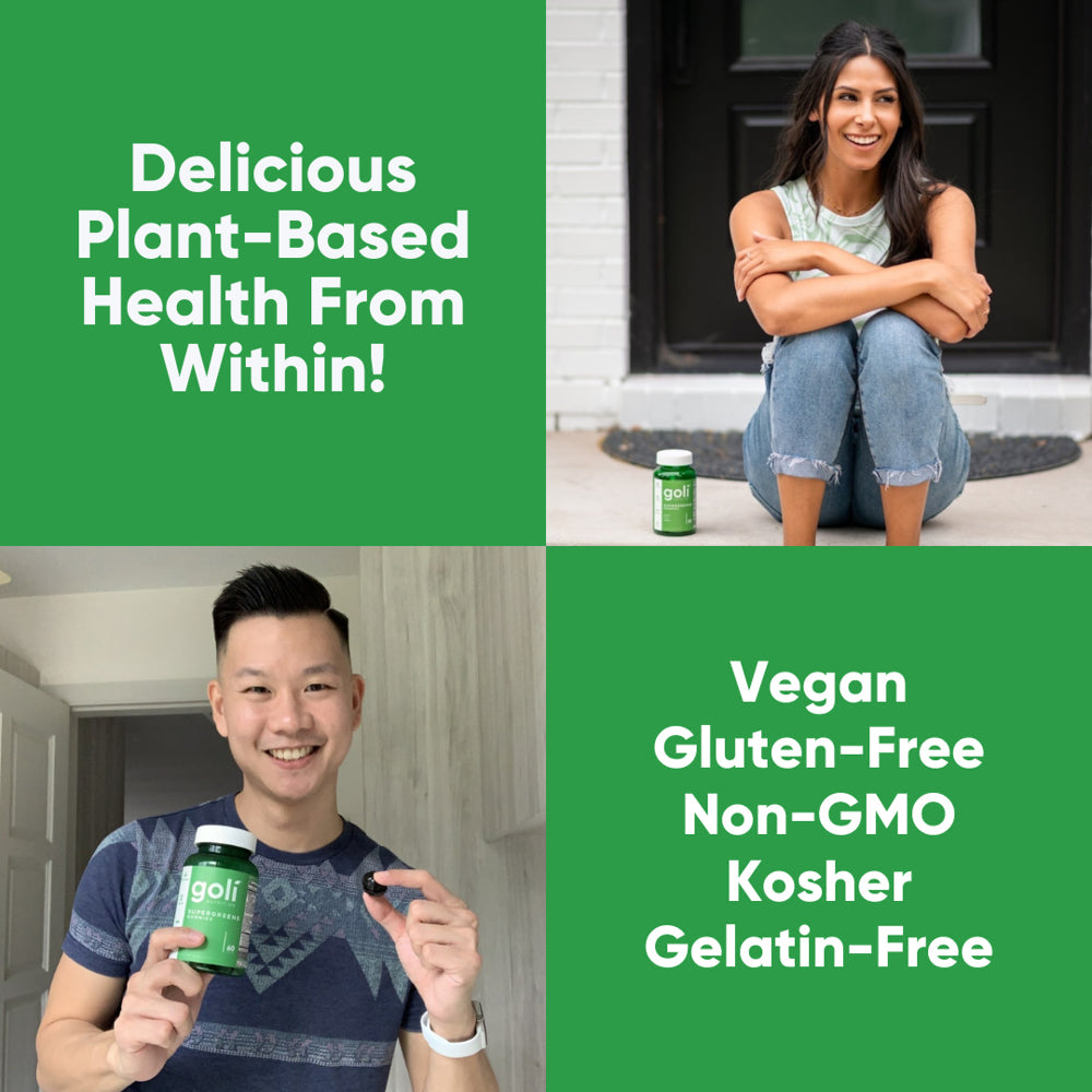 Goli Nutrition Supergreens Gummies, Super Green and Probiotic Blend Dietary Supplement, 60 Count