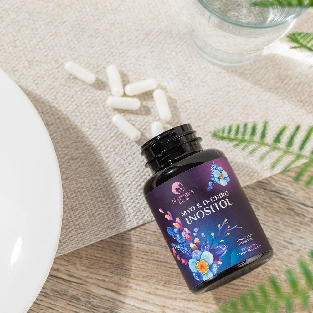 Myo-Inositol & D-Chiro Inositol, Premium 40:1 Ratio - 30 Day Supply, Vegan Ovarian Health & Hormone Support for Women, Myo Inositol Vitamin B8 Capsule, Inositol Blend Supplement - 60 Capsules