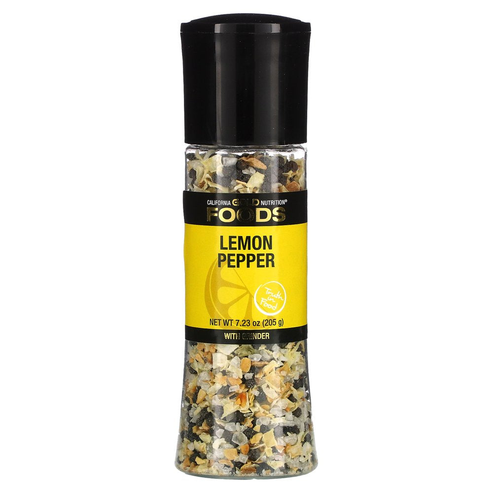 California Gold Nutrition, FOODS - Lemon & Pepper Salt Grinder, 7.23 Oz Pack of 3