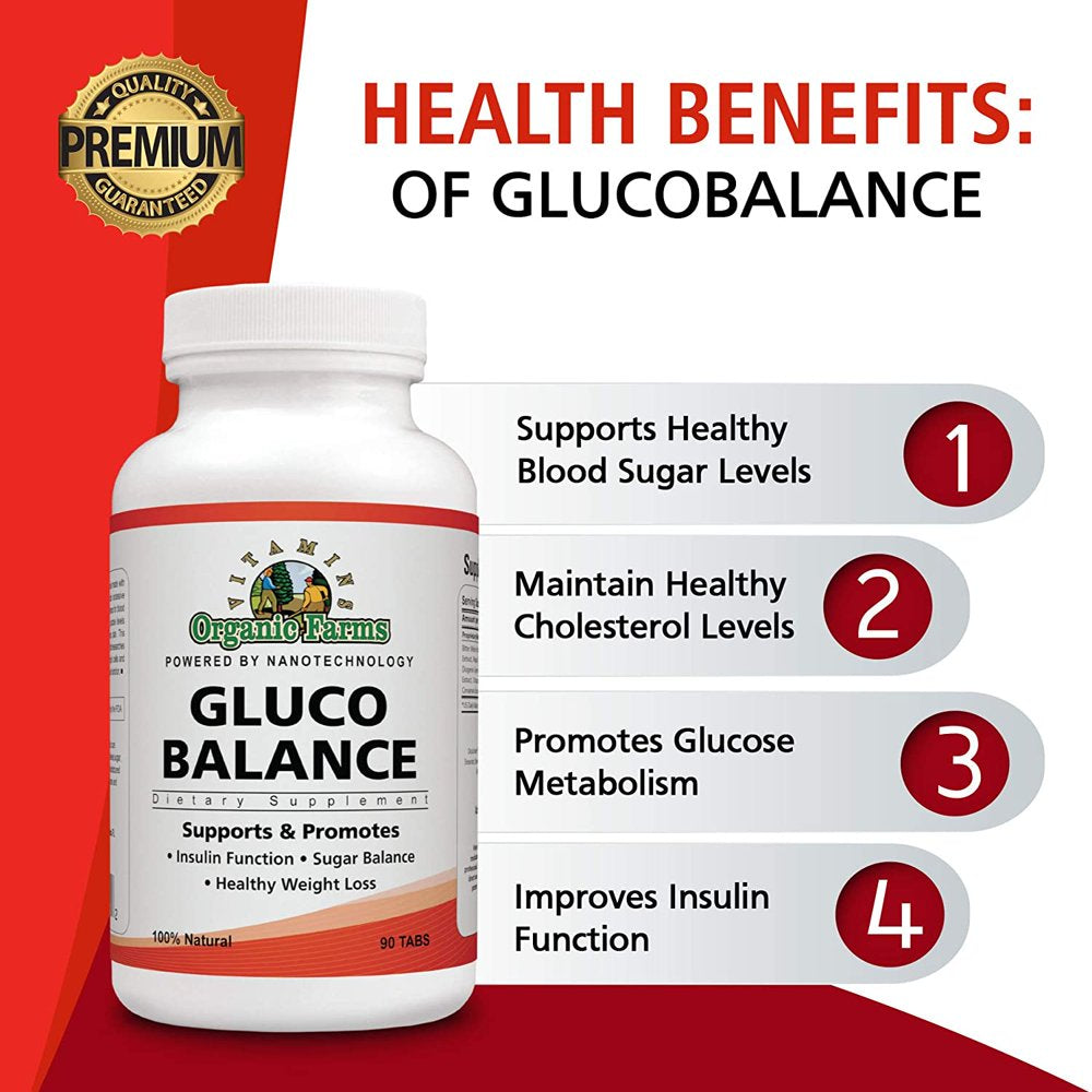Glucobalance - 90 Tablets - Advanced Formula Blood Sugar Blocker, 100% Natural Dietary Supplement, Weight Loss Supplement - Sugar Stabilizer - Supports Blood Sugar Levels