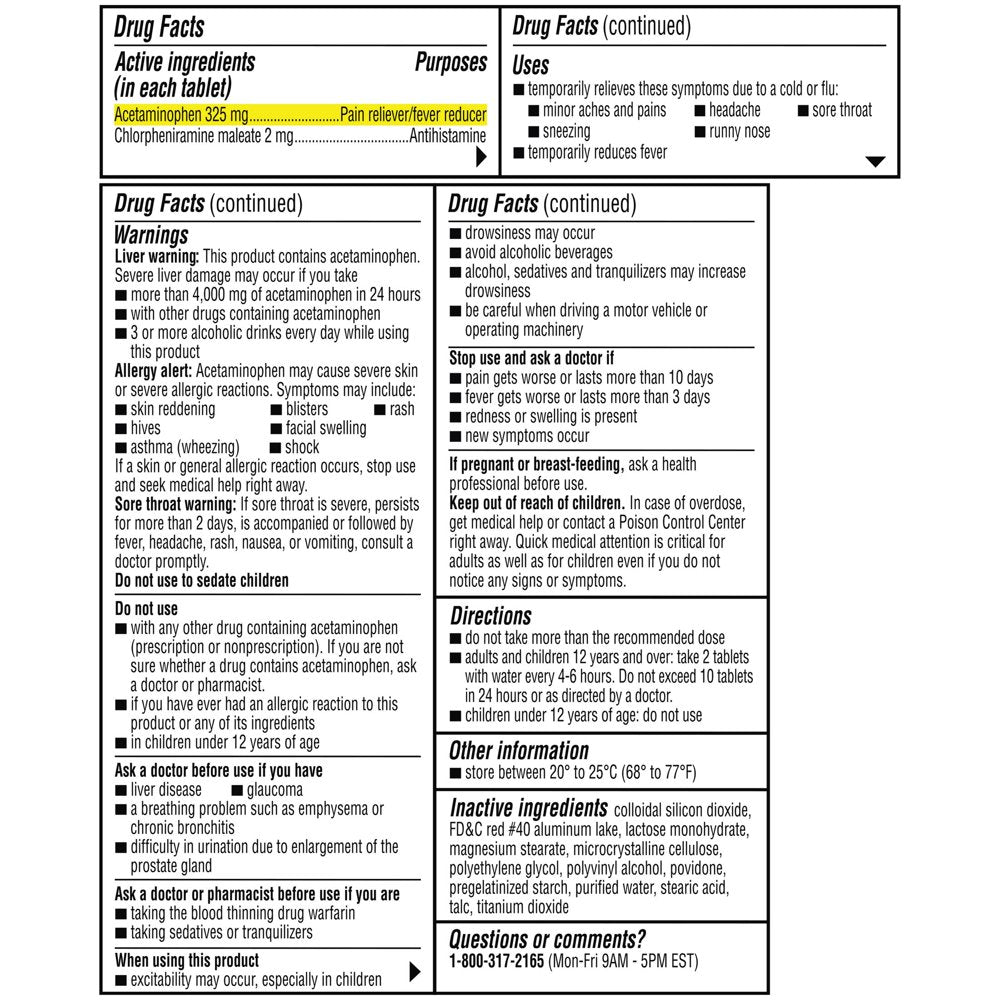 Coricidin HBP Cold & Flu Relief Tablets, High Blood Pressure, 20 Ct