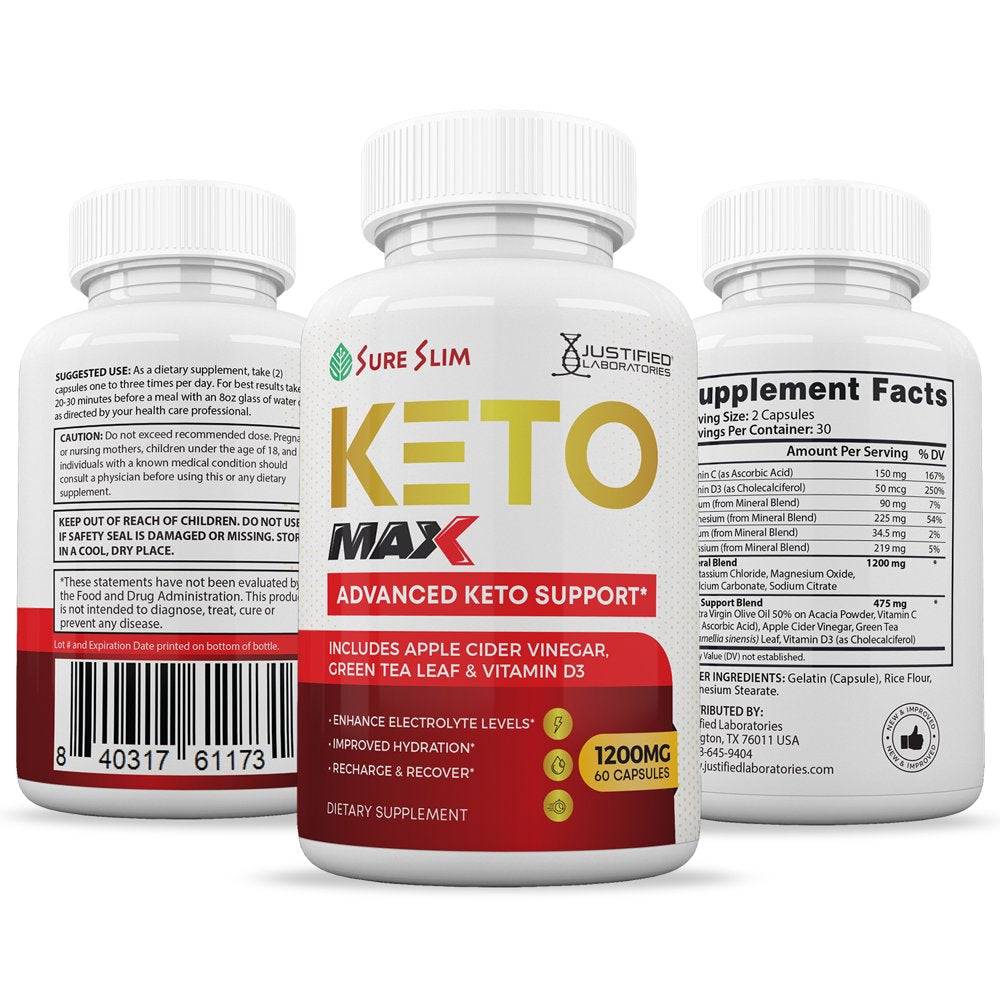 (2 Pack) Sure Slim ACV MAX Pills 1675Mg Stronger than Gummies Advanced Keto Support 120 Capsules - Nutricity.com.au
