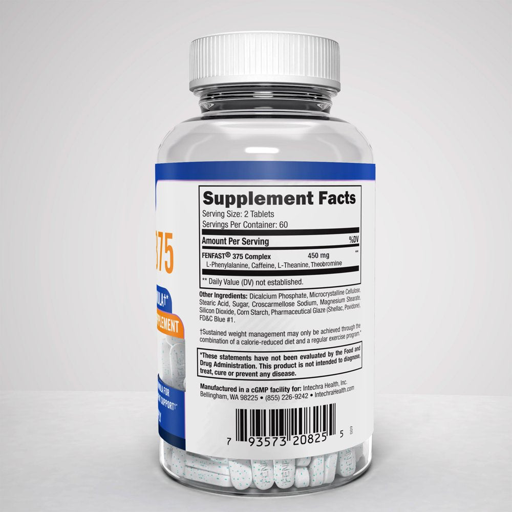 Fenfast 375 Weight Management Diet Pills with Powerful Energy from Intechra Health, 120 Tablets