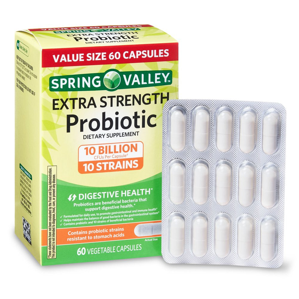 Spring Valley Extra Strength Probiotic Vegetable Capsules, 60 Count