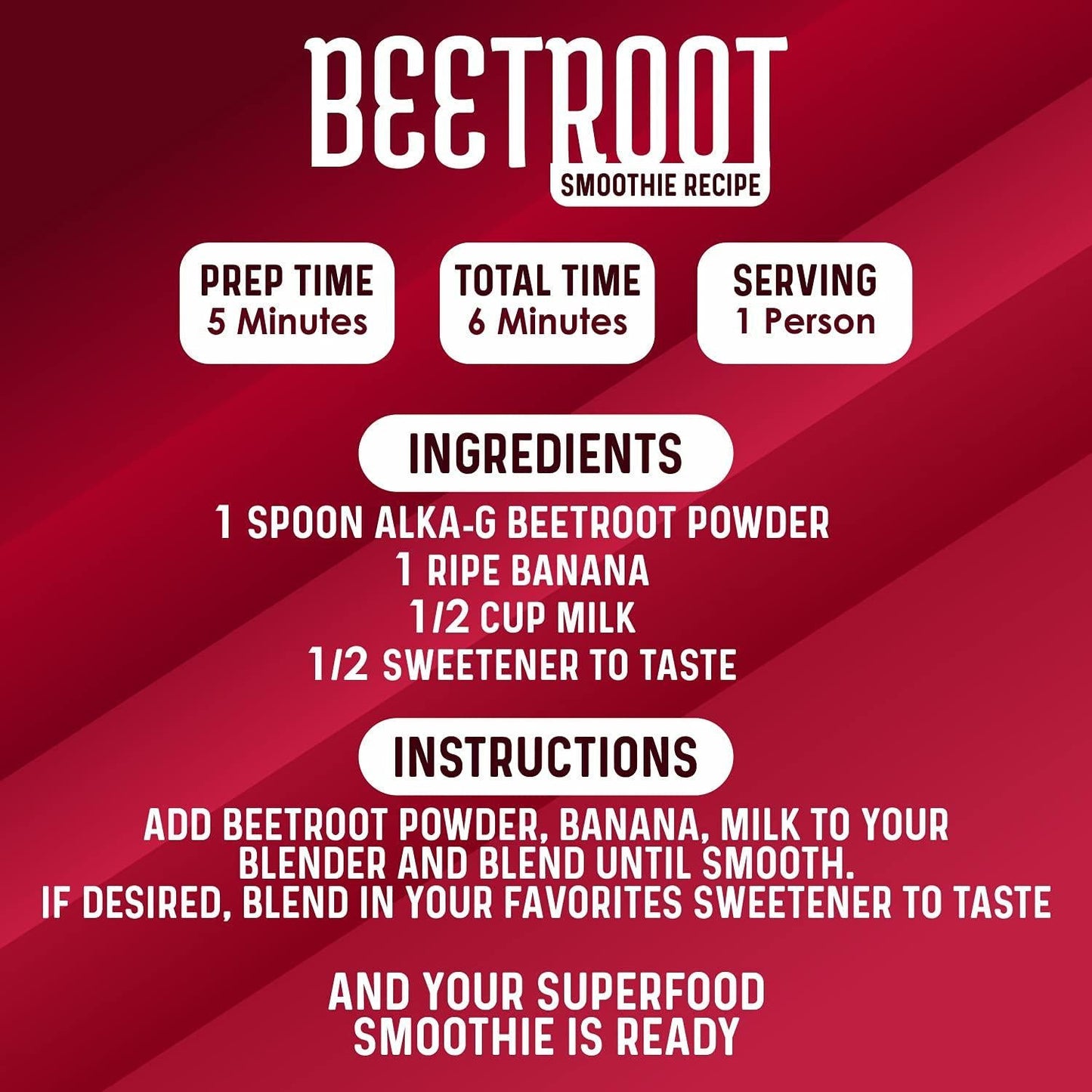 ALKA-G Beetroot Powder 16 Oz | Superfood Beetroot Supplement Pre Workout Booster and Natural Energy | 100% Organic Beetroot Powder for Smoothies, Baking, and Cooking