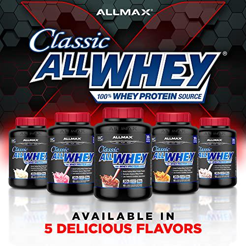 ALLMAX Nutrition - Classic Allwhey Protein Powder, 100% Whey Protein Source, 30 Grams of Protein, Gluten Free, 0 Grams of Trans Fat, Vanilla 5 Pound