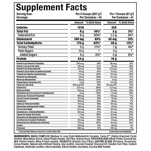 ALLMAX Nutrition QuickMass, Rapid Mass Gain Catalyst, Premium Mass Gainer with Complex Carbohydrates, 1010 Calories and 64 Grams of Protein, Chocolate, 6 Pound