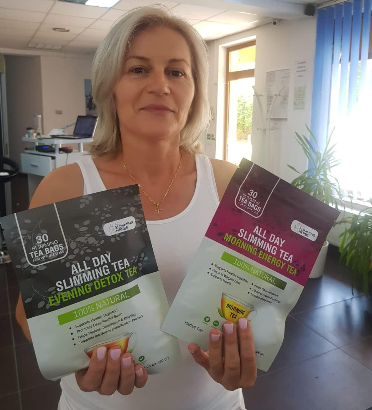 ALL SLIMMING HERBS All Day Slimming Tea For Weight Loss - All Natural 30 Days Detox Tea That Flattens Tummy - Daytime Energy Boost Tea 30 Bag+ Evening Detox Tea 30 Bag