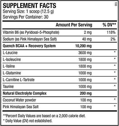 ANS Performance Quench BCAA (30 Servings, 13.2 oz) Post Workout Recovery Powder Supplement - Sugar Free, Vegan Fermented 2:1:1 BCAAs | Branched Chain Amino Acids | Natural Electrolytes and Minerals