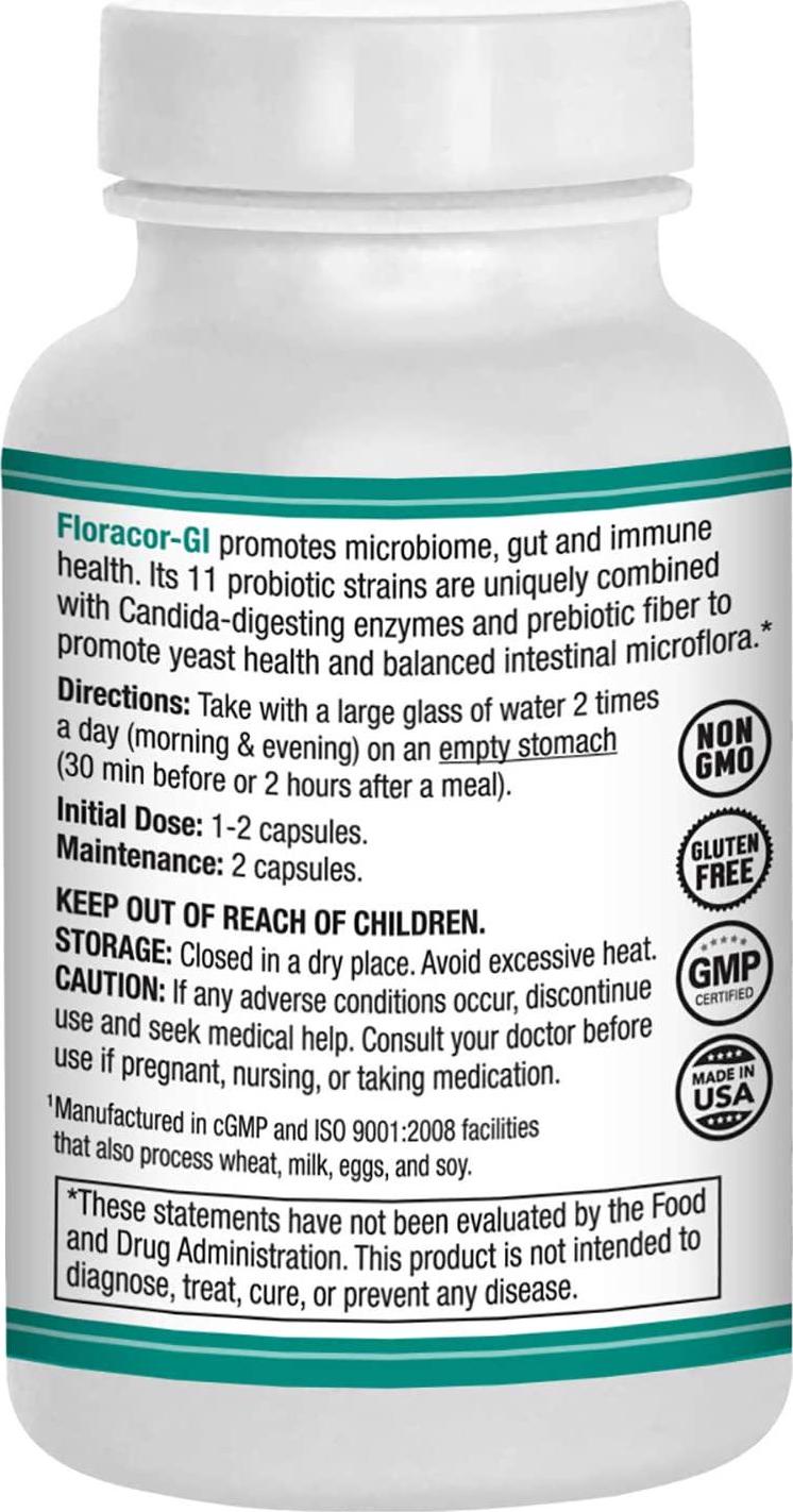 AST Enzymes Floracor-GI Probiotic Intestinal Health 60 Capsule Bottle