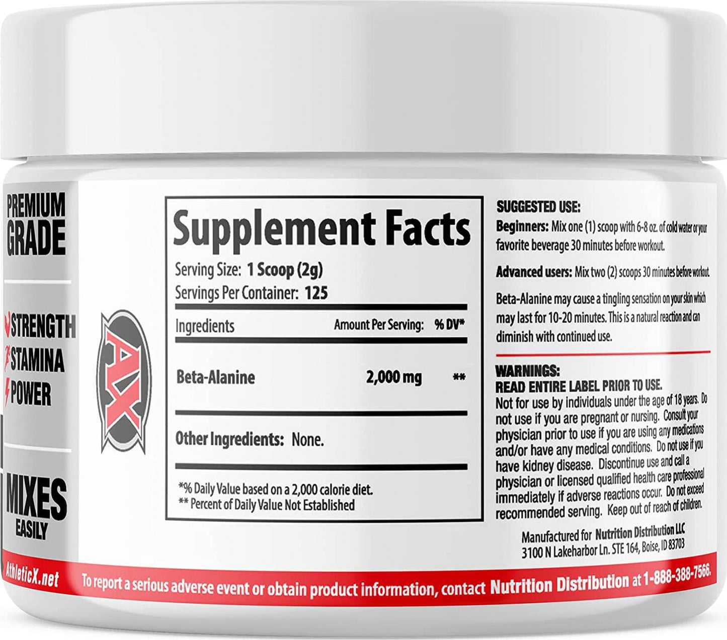 AX Pure Beta Alanine Powder 250 Grams