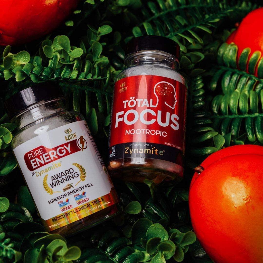 AZOTH Pure Zynamite Energy Supplement - Boost Energy and Focus, Decrease Fatigue, Increase Brain Power and Physical Performance - 100% Mangifera Indica Extract Nootropic - 30 Crash-Free Energy Pills