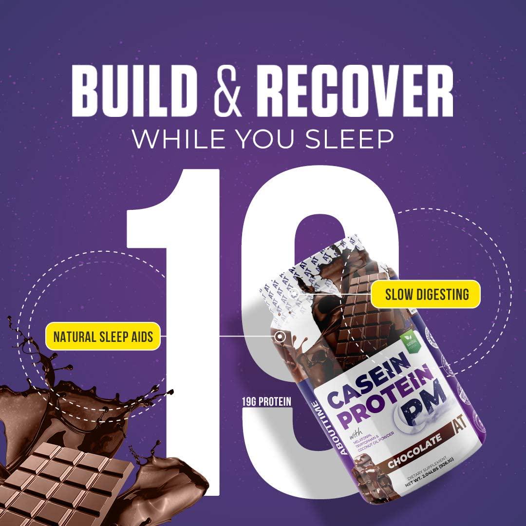 About Time Casein Protein Chocolate 2lb - 19g Protein, Nighttime Recovery Formula, No Artificial Sweeteners, No Growth Hormones