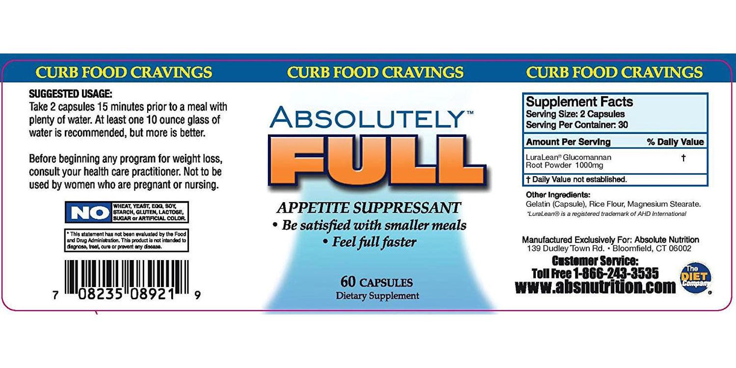 Absolute Nutrition, Curb Food Cravings, Absolutely Full, 60 Caps