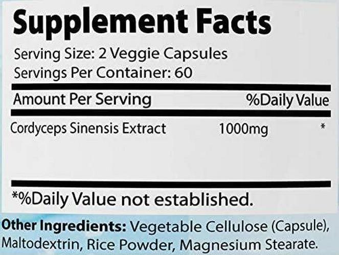 Absonutrix Cordyceps Sinensis Extract |Made in USA |120 Veg Capsules Increased Immunity and Energy Levels
