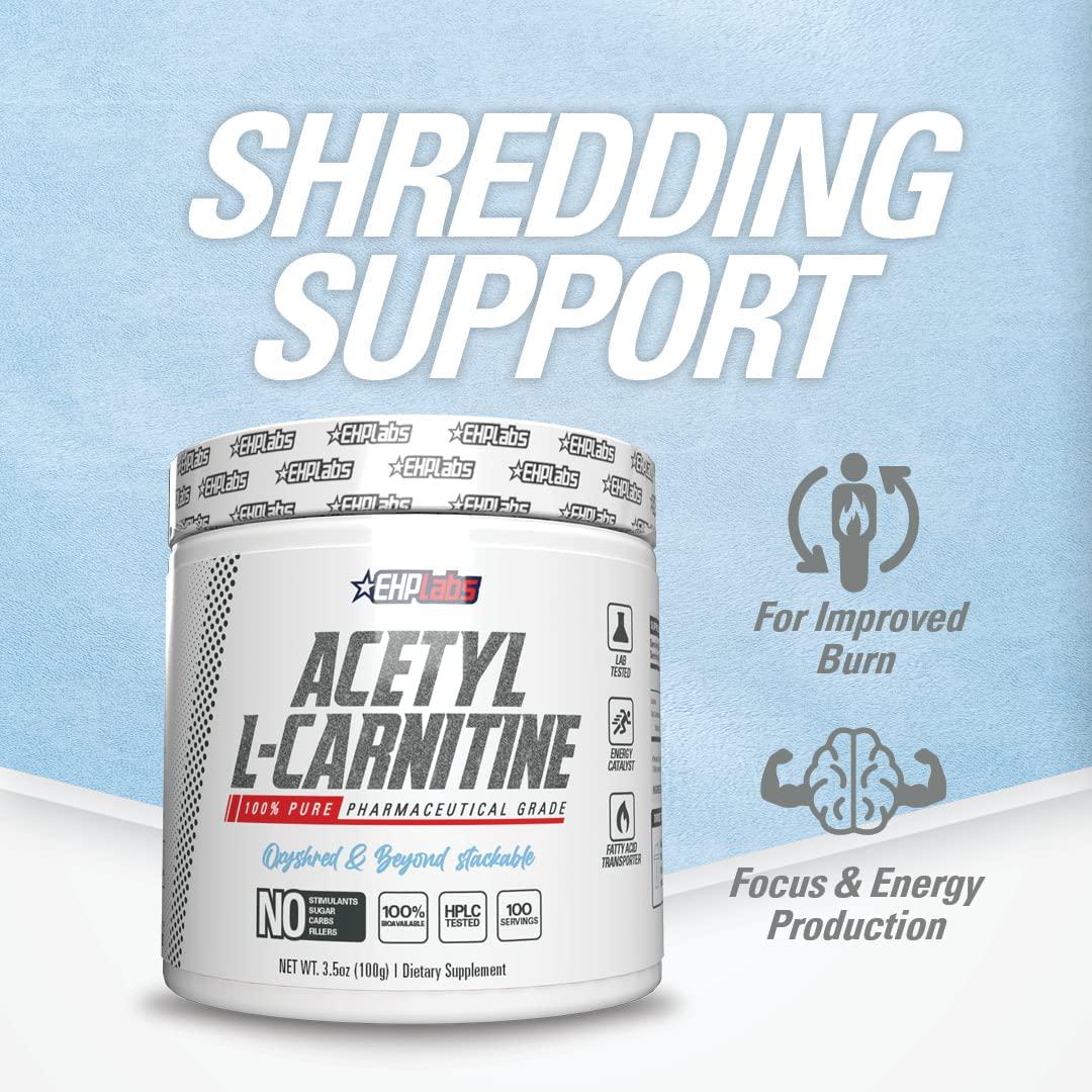 Acetyl L-Carnitine by EHPlabs - Weight Loss Support, Helps Boost Energy Production, Memory and Focus, Non-GMO, Vegan, Gluten Free - 100 Serves
