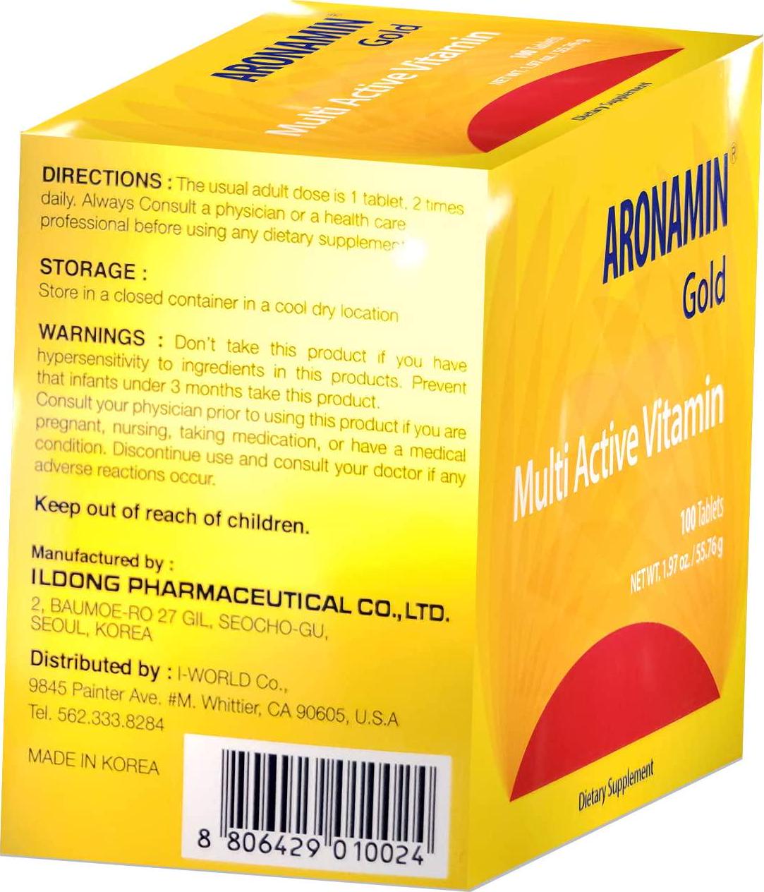 Active Vitamin Aronamin Gold - Combats Fatigue, Gives Energy, Promotes Hematopoiesis - 100 Tablets