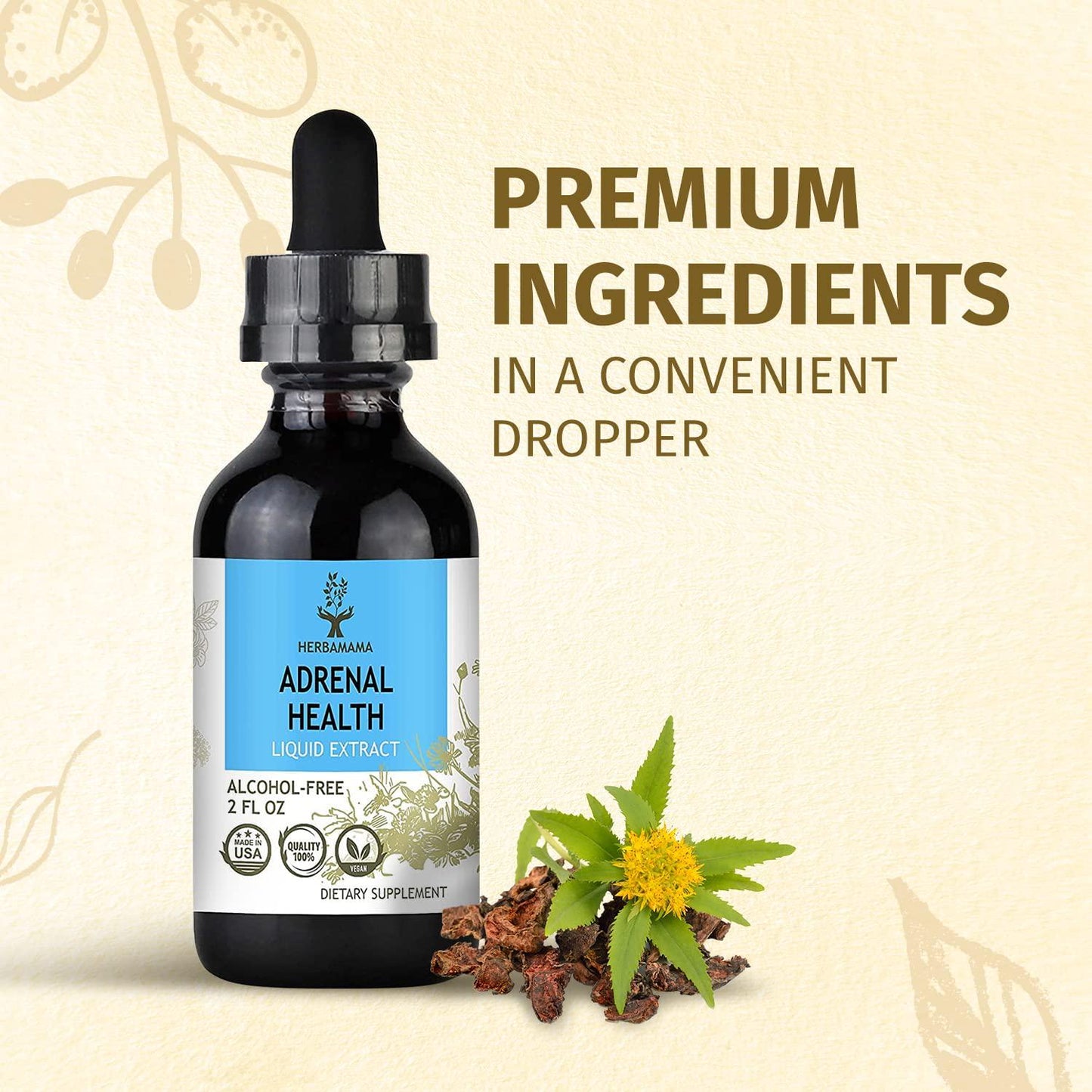 Adrenal Health Liquid Extract 2 fl oz | All-Natural Adrenal Supplement | Herbal Formula | Cortisol Manager with Ashwagandha and Rhodiola Rosea | Anxiety and Stress Relief | Mood Booster