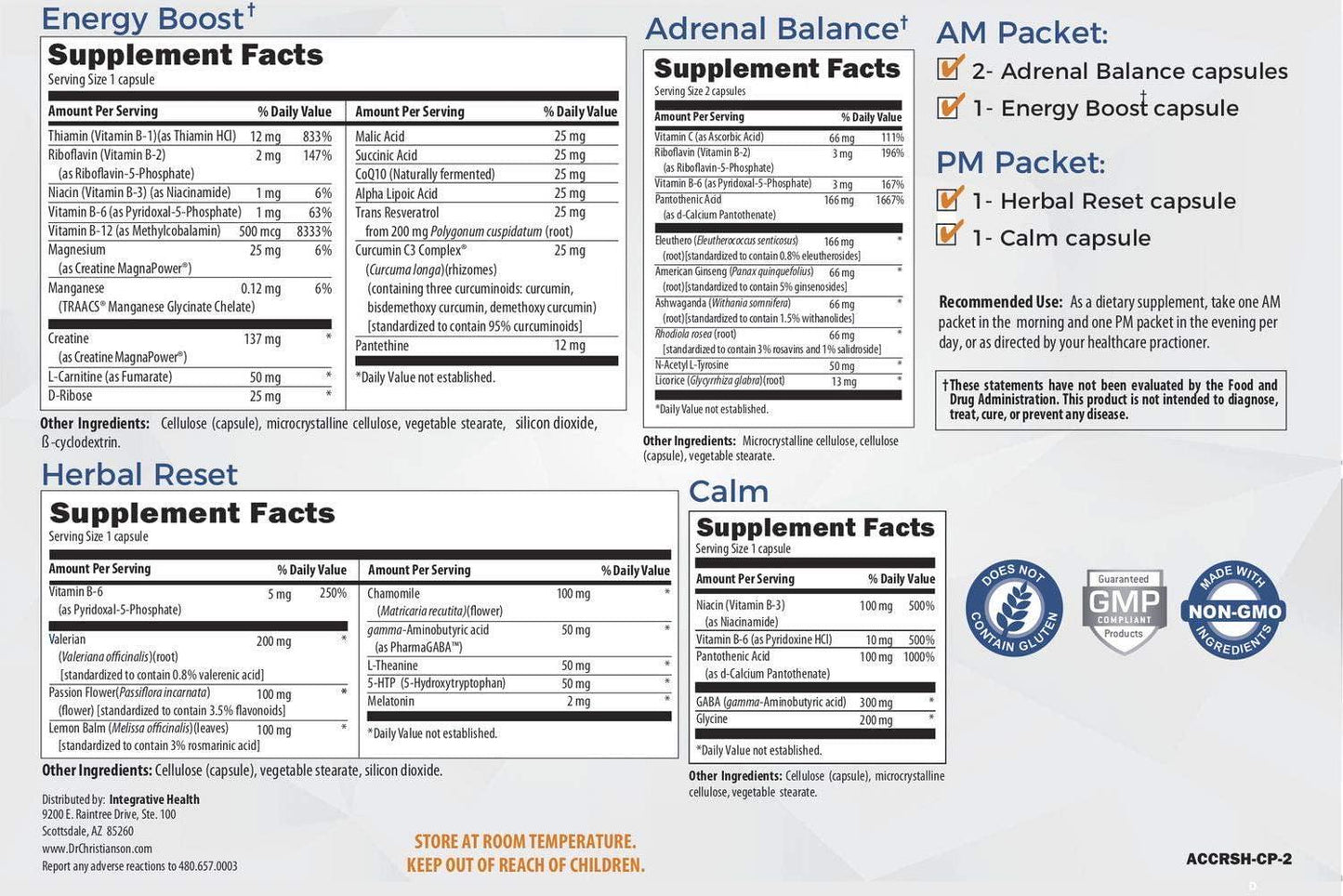 Adrenal Health Pack - Crashed for Weight Loss and Heal Adrenals on the Adrenal Reset Diet - 60 Count