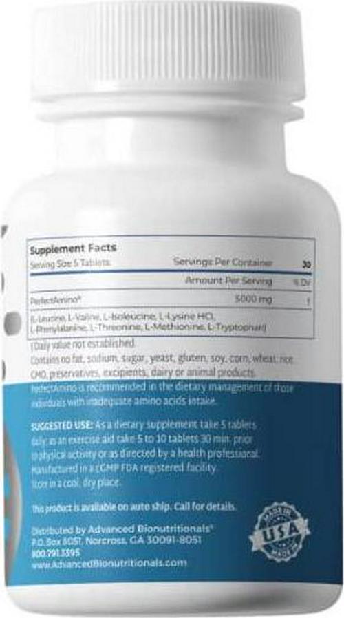 Advanced Bionutritionals PerfectAmino Formula, Build New and Stronger Muscles, Increase Energy and Stamina, Vegan Amino Supplements, Manufactured in the USA, 150 Tablets