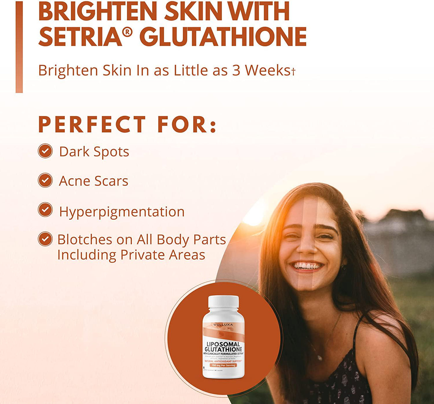 Advanced Glutathione (600 mg) - Setria Reduced Glutathione Capsules for Skin Whitening Antioxidant Support Liver Health Immunity and Detox - Glutathione Supplement - L-Glutathione Pills (60 ct)