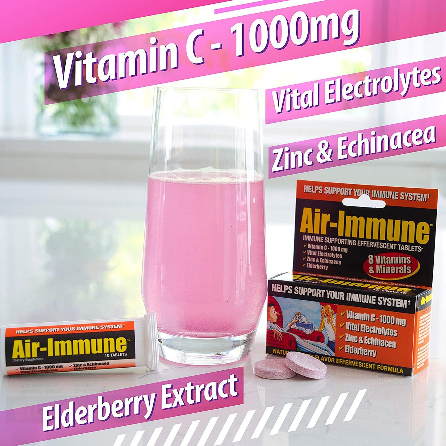 Air-Immune Effervescent Tablets with Vitamin C, Zinc, Echinacea and Elderberry