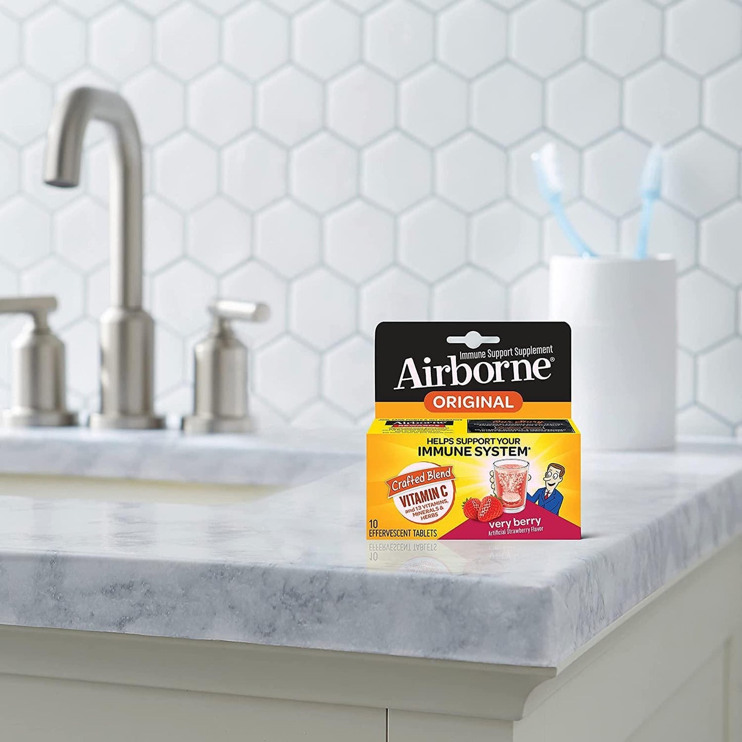 Airborne Very Berry Effervescent Tablets, 10 count - 1000mg of Vitamin C - Immune Support Supplement