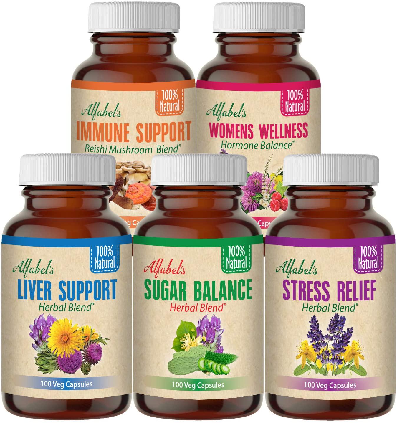All Natural Sugar Balance - 100 Veg Caps - 17 Super Herbs - Healthy Glucose Levels - Bitter Melon, Huereque, Cactus (Nopal), Alfalfa, Fenugreek, Copalquin, Linden Star, Billberry Fruit, Uva Ursi