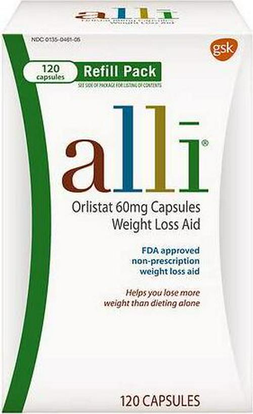 Alli Orlistat 60mg Capsules Weight Loss Aid Refill 120 ea(Pack of 2)